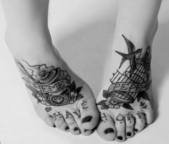 Verblassen Zehen Tattoos Tattoo Tatowieren Tatowierung