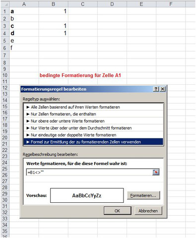  - (Microsoft Excel, Bedingte Formatierung kopieren)