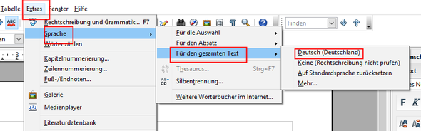 Openoffice LibreOffice auf deutsch einstellen - (Schule, Schreiben, Rechtschreibung)