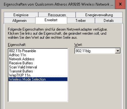 Screenshot Eigenschaften Menü WLAN-Adapter - (Computer, PC, Internet)