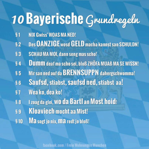 Bayerische Grundregeln - (Englisch, WhatsApp, Sprüche)