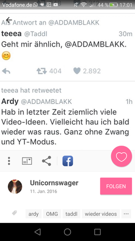 Das ist der tweet von dem da oben erzählt wurde(: - (Youtube, lets-play, Taddl)