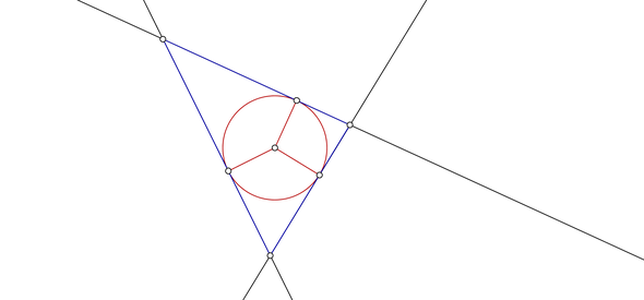 Dreieck um einen Inkreis. - (Mathematik, Dreieck, Inkreis)