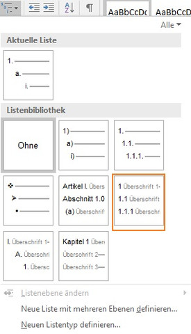 Word 2016 nummerierte Überschriften - (Windows, Microsoft, Windows 10)