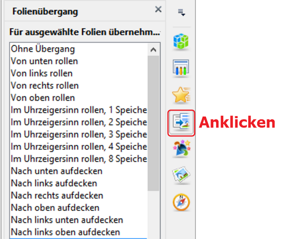OpenOffice, LibreOffice Folienübergang auswählen - (OpenOffice, Impress, folienuebergaenge)
