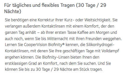 Kann Ich Biofinity Monatslinsen Weich Coopervision Die Nacht Auch Tragen Augen Bio Kontaktlinsen
