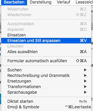 Safari, Einsetzen und Stil anpassen - (Mac, Microsoft Word, kopieren)