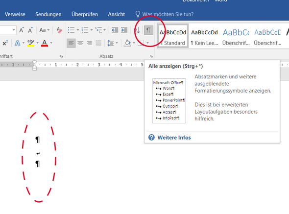 Formaierungs-Symbol - (Microsoft Word, formatieren, wissenschaftliches Arbeiten)