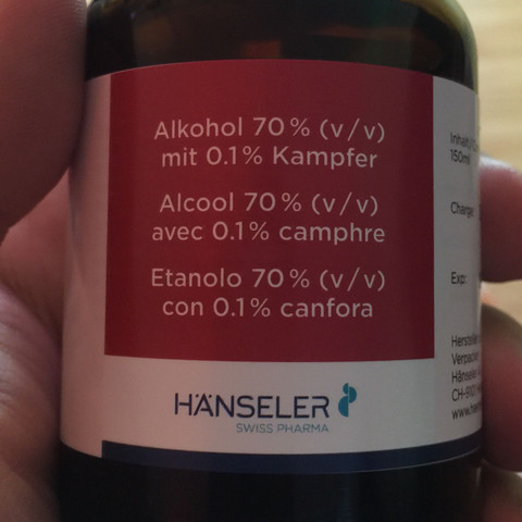 Alkohol mit 0.1% Kampfer - (Medizin, Chemie)