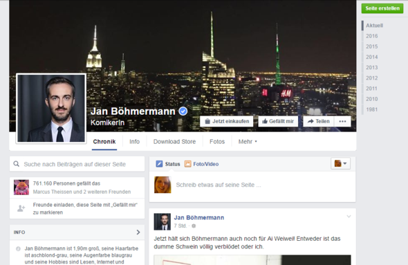 Screenshot Facebook - (Facebook, Böhmermann)