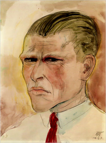 Otto Dix Selbstportrait Aquarell - (Schule, Kunst)