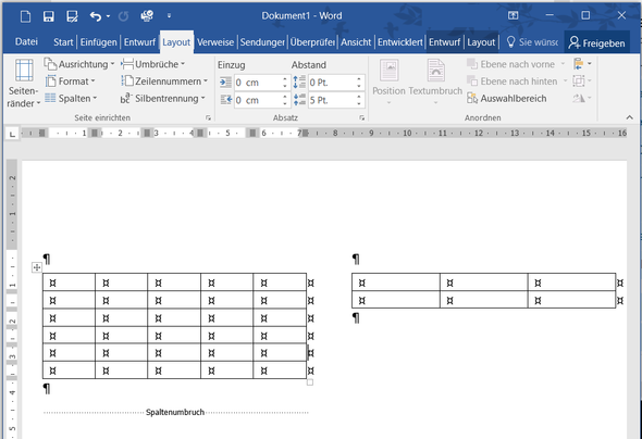 Bei Word 2016 unabhängige Spalten einrichten? (Computer, Microsoft Word ...