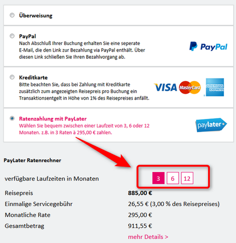 - (Urlaub, Reise, Ratenzahlung)