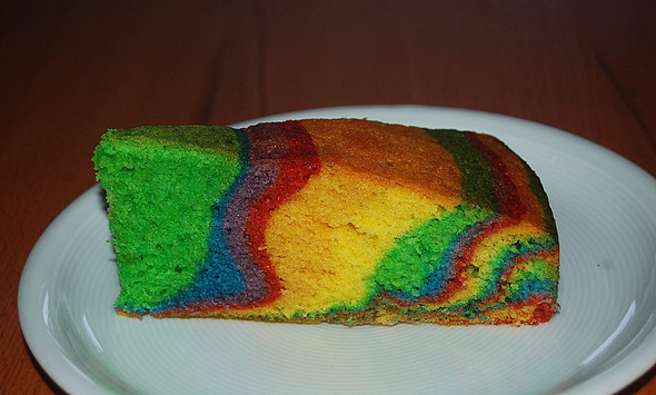 Zebra Regenbogenkuchen - (Farbe, backen, Kuchen)