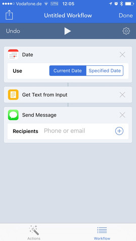Workflow - (iPhone, SMS, Automatisch einstellbar)