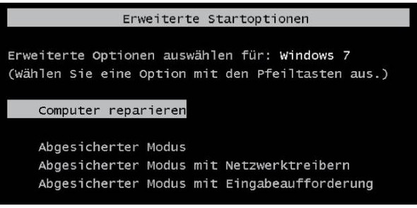 Startopsionen mit Rreparatur - (Computer, Windows 7)