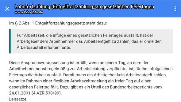 - (Entgeltfortzahlung, Feiertag Stunden null)