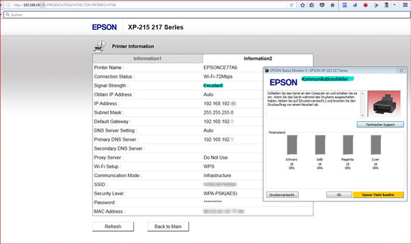 Epson XP 215 Druckerfehler - (WLAN, Netzwerk, Drucker)