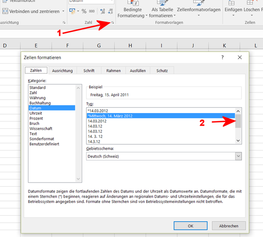 datform - (Microsoft, Microsoft Excel, Einstellungen)