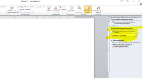 Einschränken - (Microsoft Word, Office, Formular)