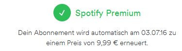 Screenshot Zahlungsstatus - (Kündigung, Spotify, Student)