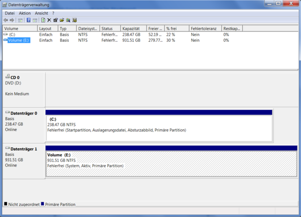 Datenträgerverwaltung - (Windows 7, Festplatte, Daten)