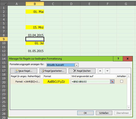 Screenshot - (Microsoft Excel, bedingte-formatierung)