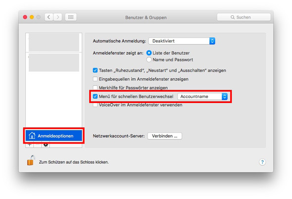 OS X, Benutzer, schneller Wechsel - (Computer, Internet, Mac)