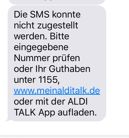 Die  SMS konnte nicht zugestellt werden. Bitte eigegebene Nr prüfen, oder .. - (Apple, iPhone, Software)