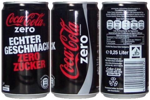 Coca-Cola zero, 0,25L Dose - (Kalorien, Getränke, Cola)