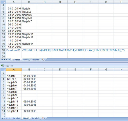 KalenderFTag - (Microsoft Excel, Sverweis)