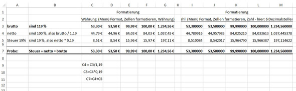 Excel 2013 - Brutto, Steuer, Netto - (rechnen, Rechnung, Microsoft Excel)