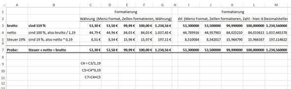 Ich Muss Per Excel Die Mwst Rausrechnen Und Bekomme Immer Einen Cent Differenz Durch Rundung Wie Bekomme Ich Das Hin Rechnung Rechnen