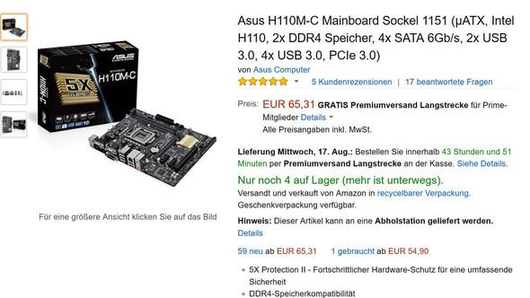Mainboard 2 kostet 65,31 EUR - (PC, Grafikkarte, cpu)