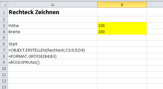 Rechteck mittels Excel 4.0 Makro zeichnen - (Microsoft Excel, open office calc)