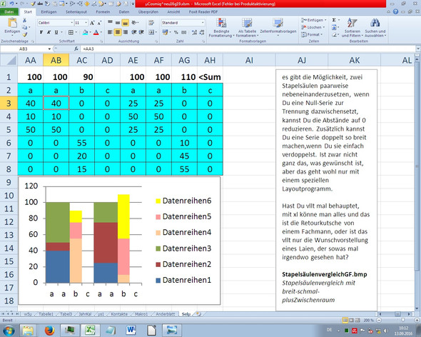 Stapelsäulenvergleich mit breit-schmal-plusZwischenraum - (Microsoft Excel, Microsoft PowerPoint)