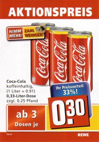 wo gibt es coca cola dosen 0,33 l am günstigsten? (Geld ...