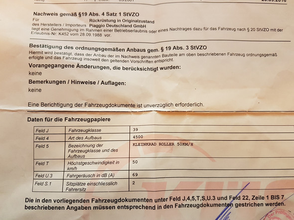 Muss Ich Das Tuv Gutachten In Die Roller Papiere Eintragen Lassen Der Roller Ist Als 25er In Den Papieren Eingetragen Aber Habe Ein 50er Tuv Gutachten Tuv