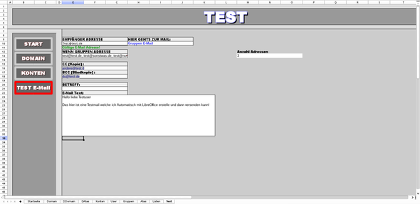 Einmal der Aufbau der Tabelle (Nur der Teil der die Mail generiert) - (Computer, E-Mail, Microsoft Excel)