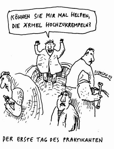 - (Arbeit, Bank, Chef)
