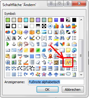 Bild 3: Ein Icon in der Schnellzugriffssymbolleiste anpassen - (Microsoft Word, Office, Fußnote)