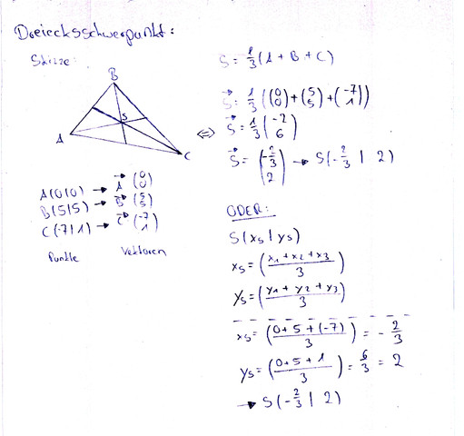 Wie Berechnet Man Den Schwerpunkt Von Einem Dreieck Mathematik Rechnen Vektoren