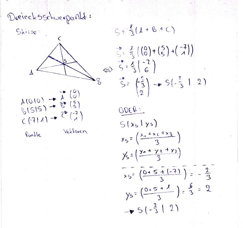 Wie berechnet man den Schwerpunkt von einem Dreieck? (Mathematik ...