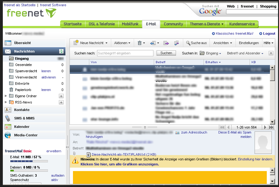 Wie kann ich den Posteingang bei freenet von neu nach alt sortieren? (Computer, E-Mail, ordnen)