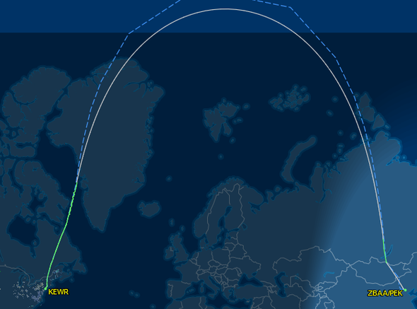 New York (Newark) - Peking - (Reise, fliegen, Atlantik)