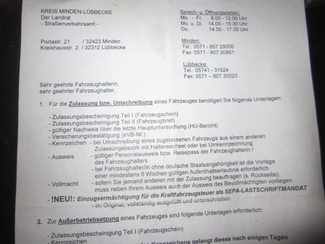 Welche Unterlagen brauche ich bei KFZ-Halterwechsel? (Fahrzeug, Amt)