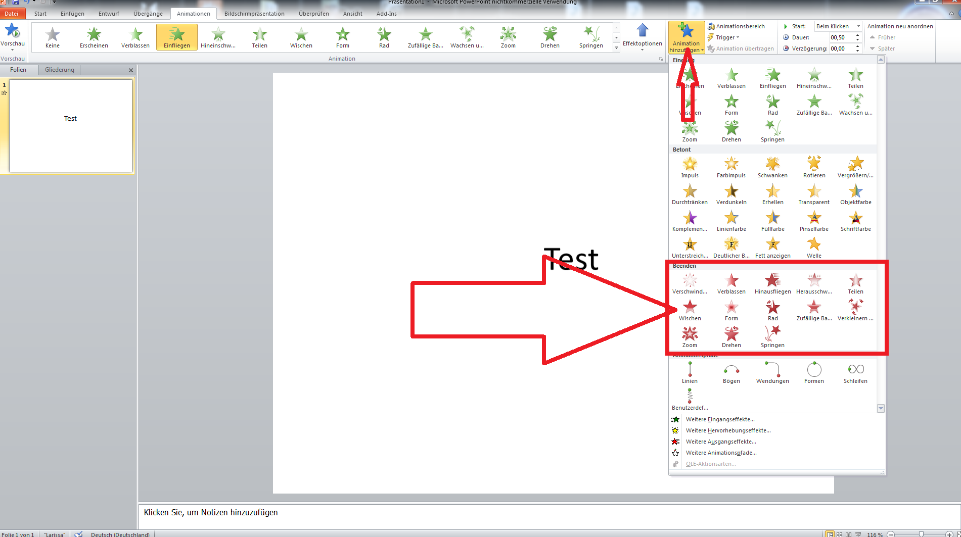 Powerpoint Grafik per Klick verschwinden Lassen? (Computer, Schule