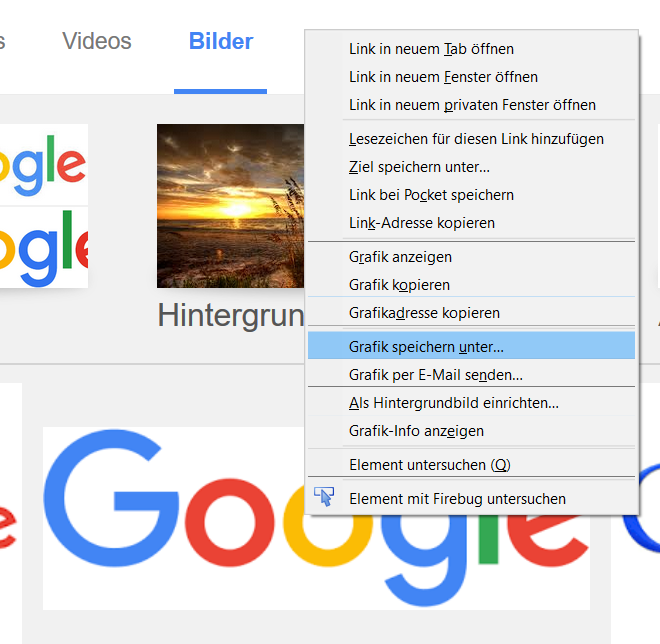 WIe speichert man ein Bild von Google in der Galerie auf dem PC? (Computer)