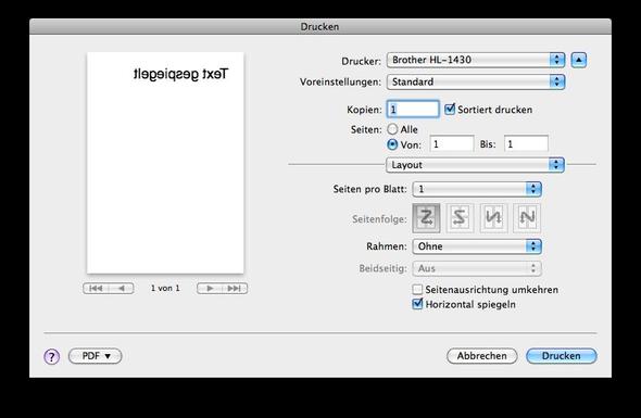Spiegelverkehrt Drucken Open Office Apple Klamotten Mac