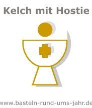 Kelch mit Hostie in Gold von www.basteln-rund-ums-jahr.de - (Religion, Christentum, katholisch)